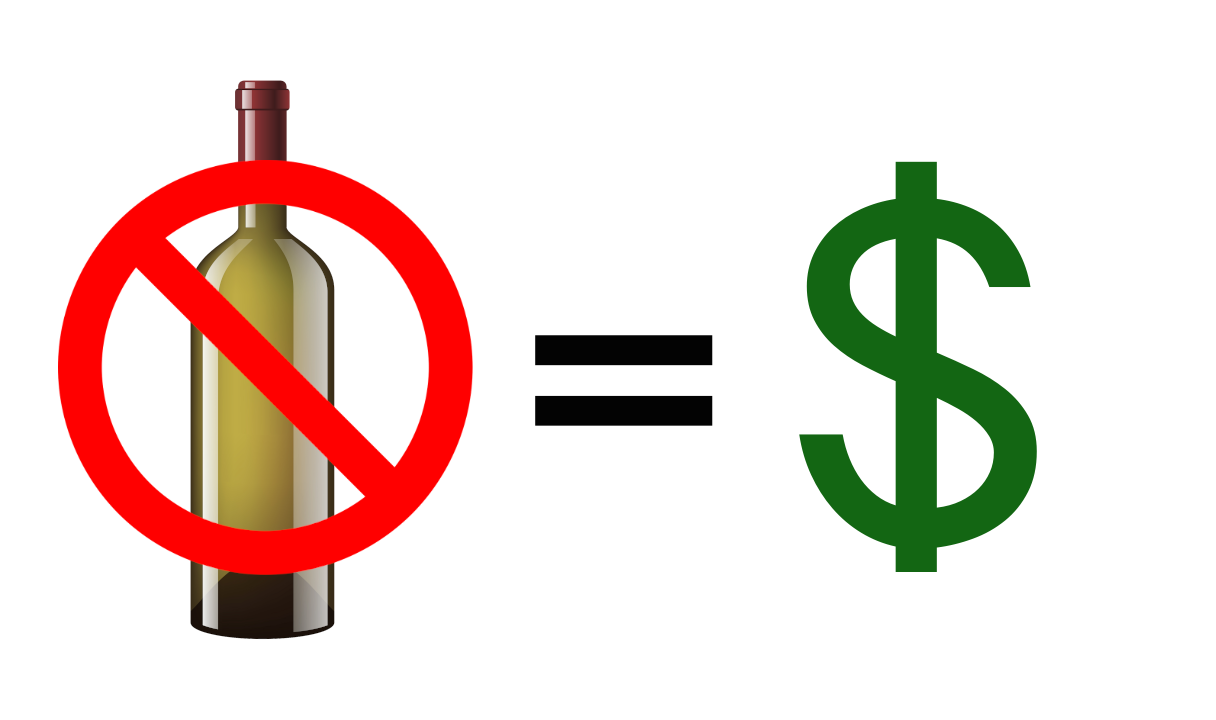 wine bottles equals money