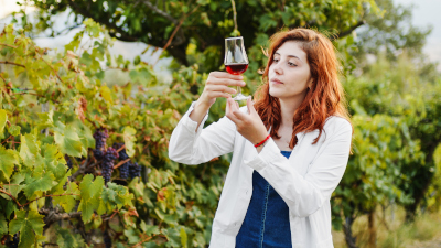 Italian red wine produced from organic grapes